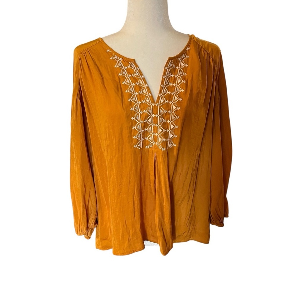 Dolan Left Coast Alvia Peasant Blouse Mustard Color Size Large